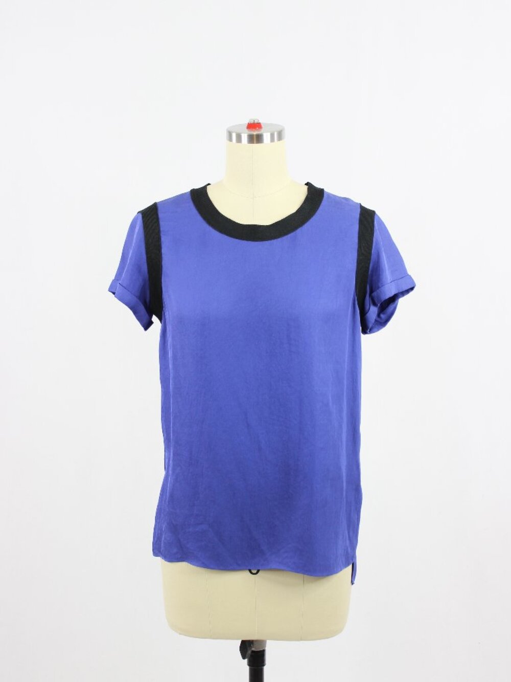 RAG & BONE Cornflower Blue Triacetate Satin T-Shirt Blouse Top, Size XS